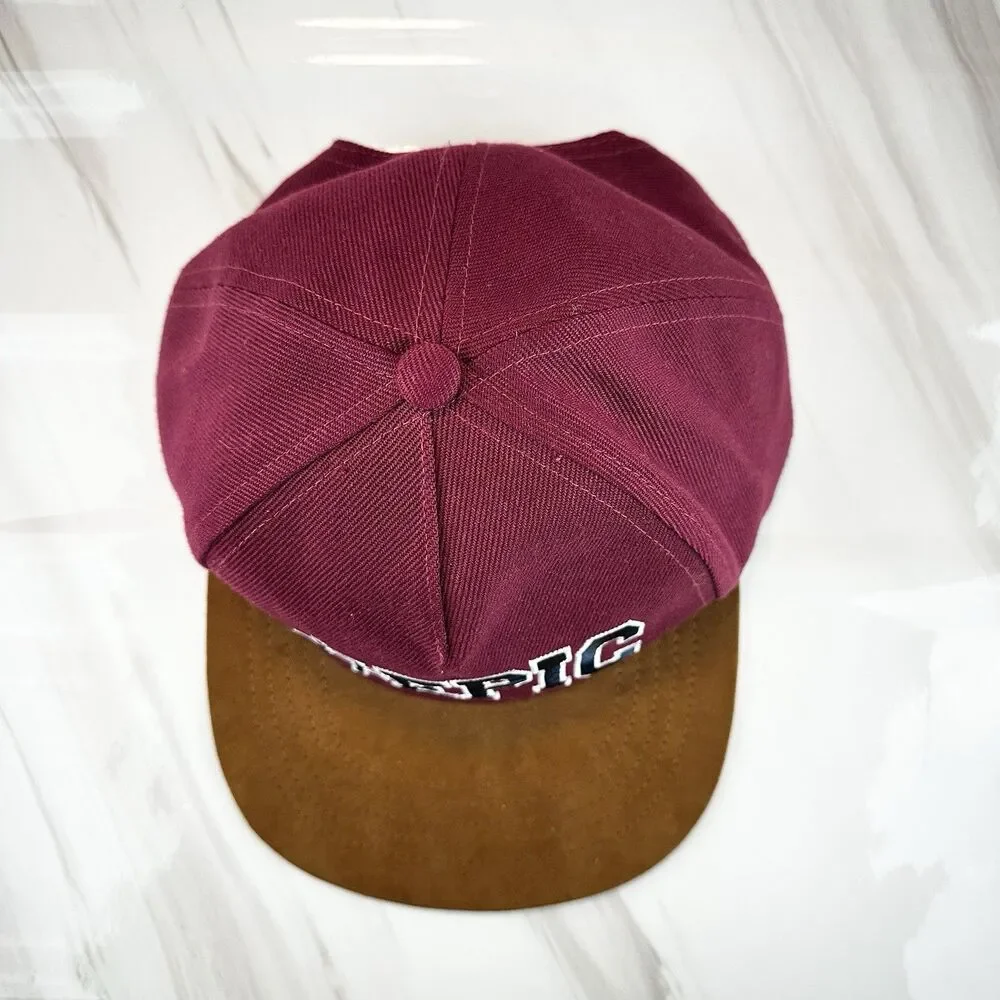 The Children's Place #Epic Snapback Ball Cap Burgundy Brown Suede Bill L/XL 8+